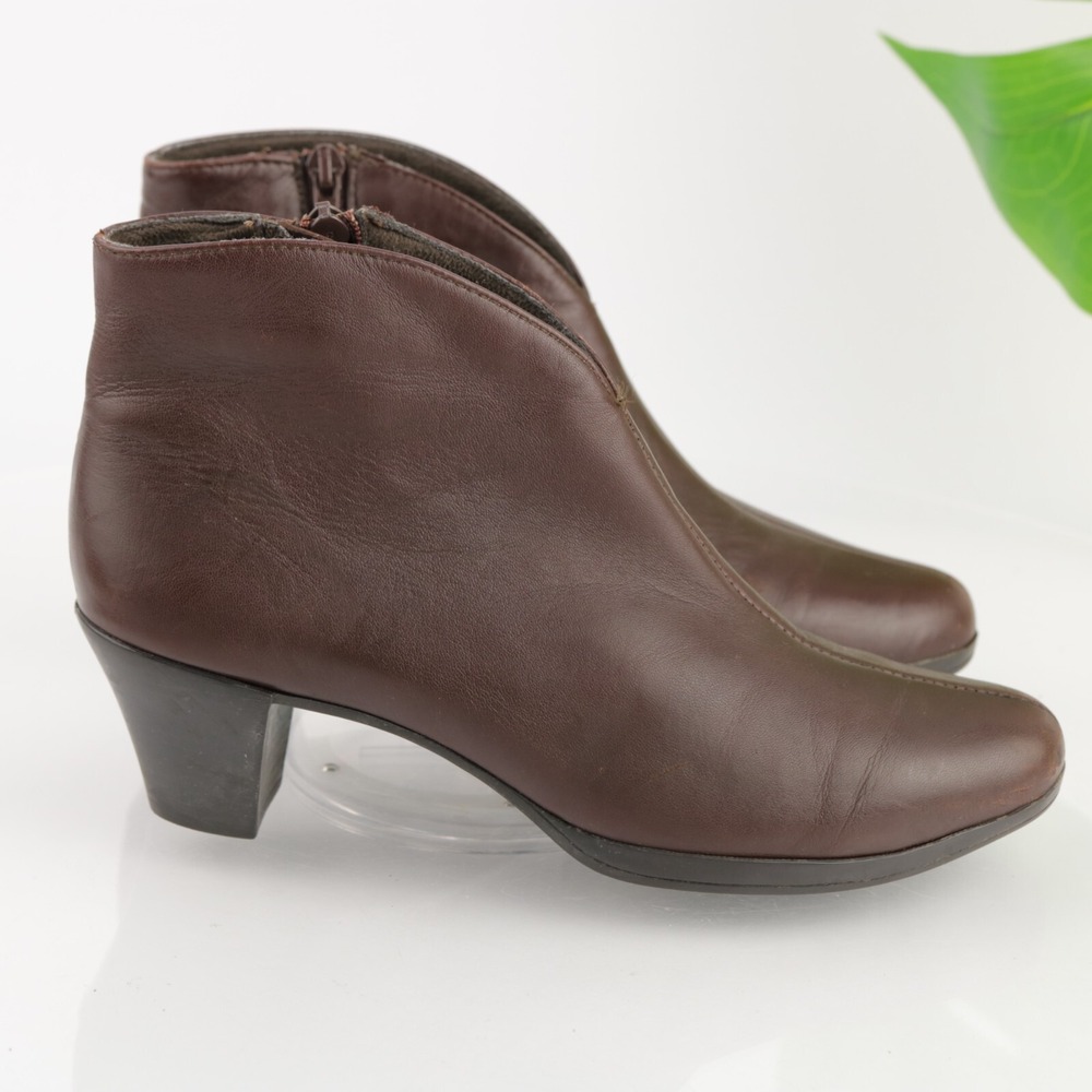 Munro Womens Robyn Boot Size 7 Brown Leather Ankle Bootie Comfort Low Block Heel